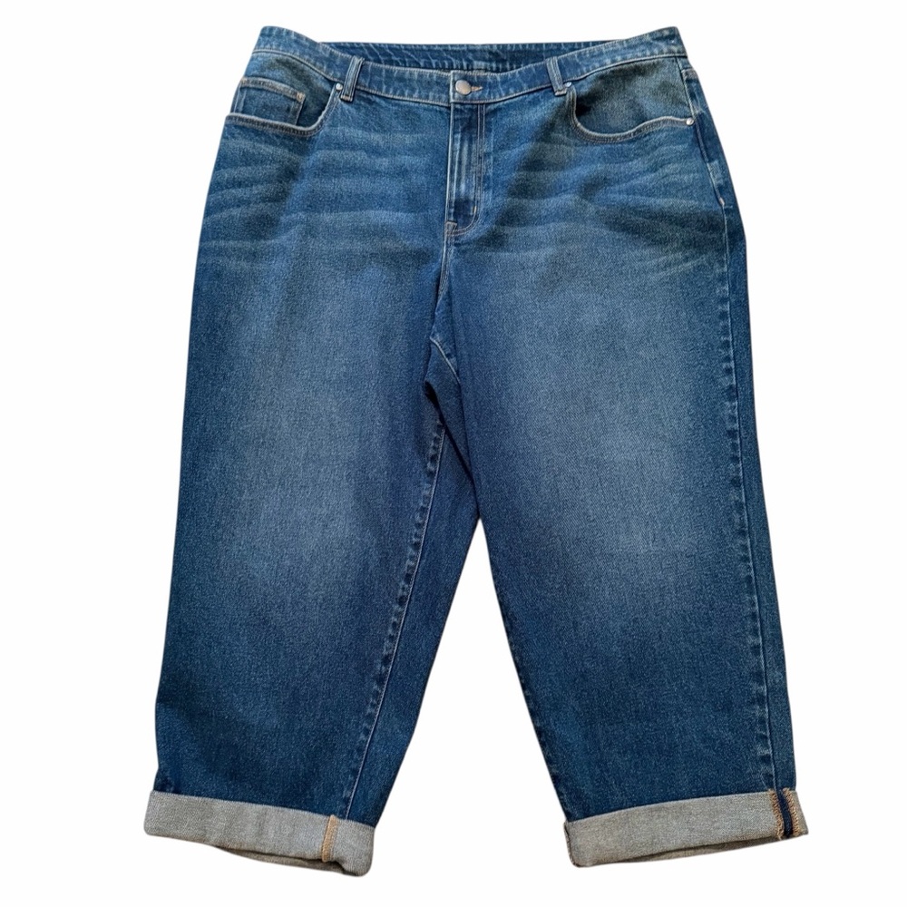 Lane Bryant Blue Stretch Denim Boyfriend Capri 18
